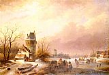 Andreas Schelfhout Wall Art - Skaters On A Frozen River